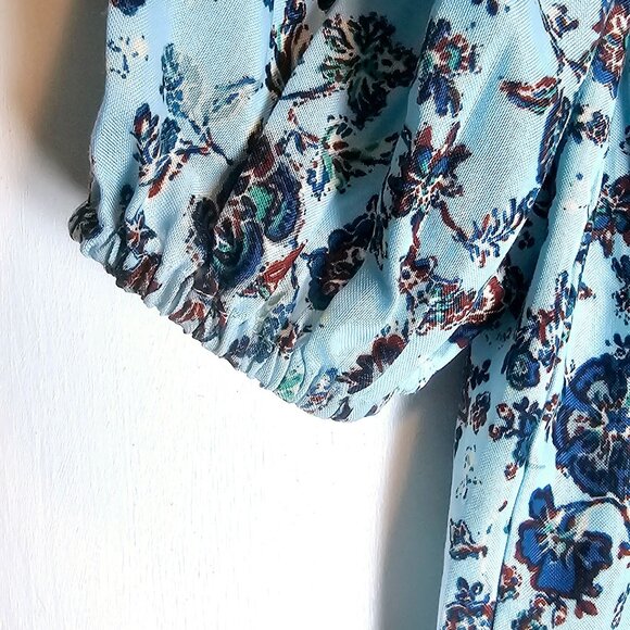 BOG Collective Women's Blue Ivory Floral Oversized Mini Babydoll Dress, NWOT, Sm - Picture 9 of 9